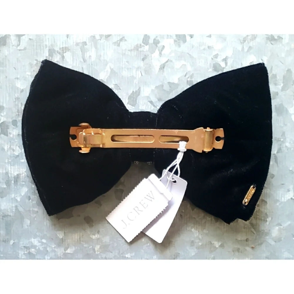 J.Crew Velvet bow clip with crystals